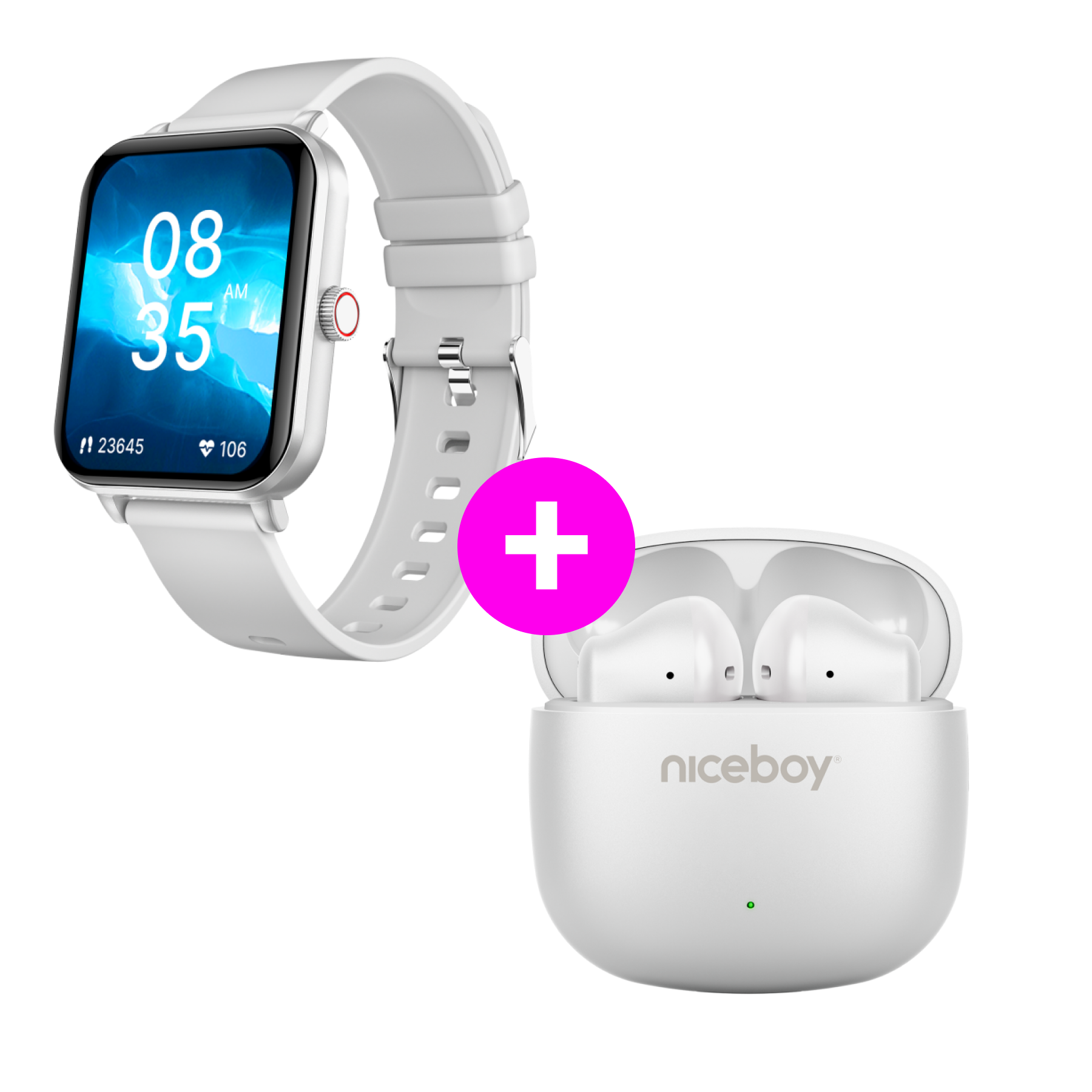 Akciós szett Watch Lite 4 Ezüst + Beans 4 POP Fehér
